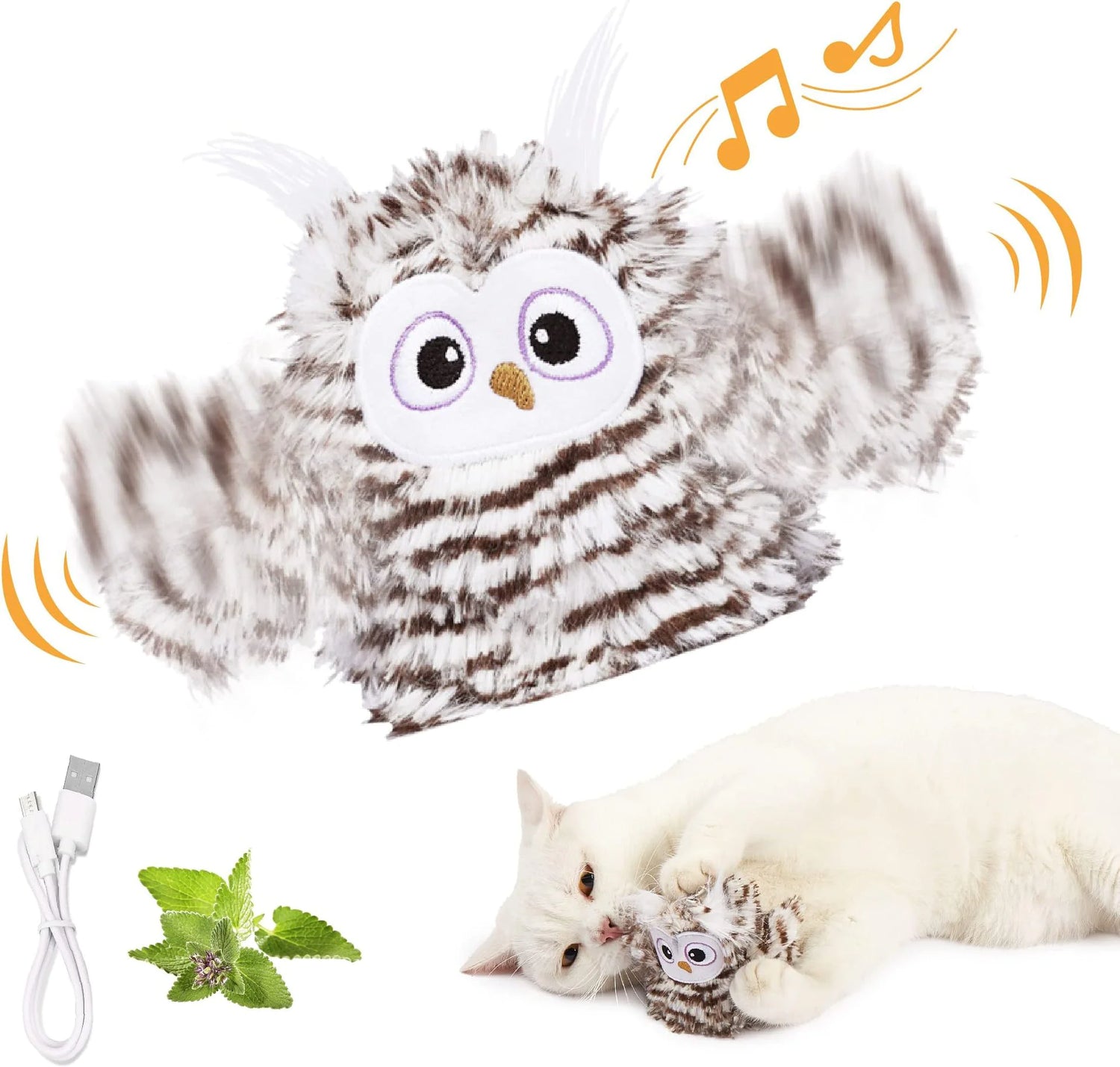USB rechargeable flapping bird cat toy