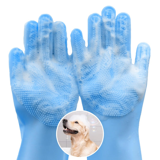 Silicone Pet Grooming Gloves – Dog & Cat Bathing, Massaging & Deshedding